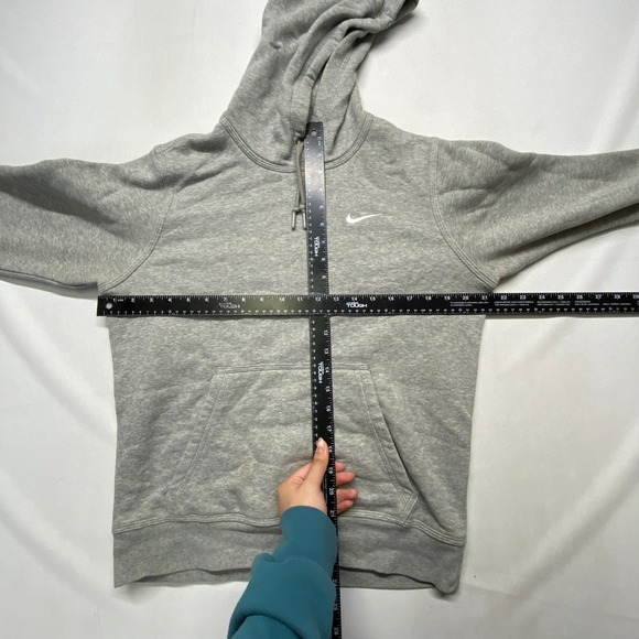 Nike Hoodie Men Small Heather Gray Cotton Fleece Lined Kangaroo Pockets Pullover - Picture 8 of 16